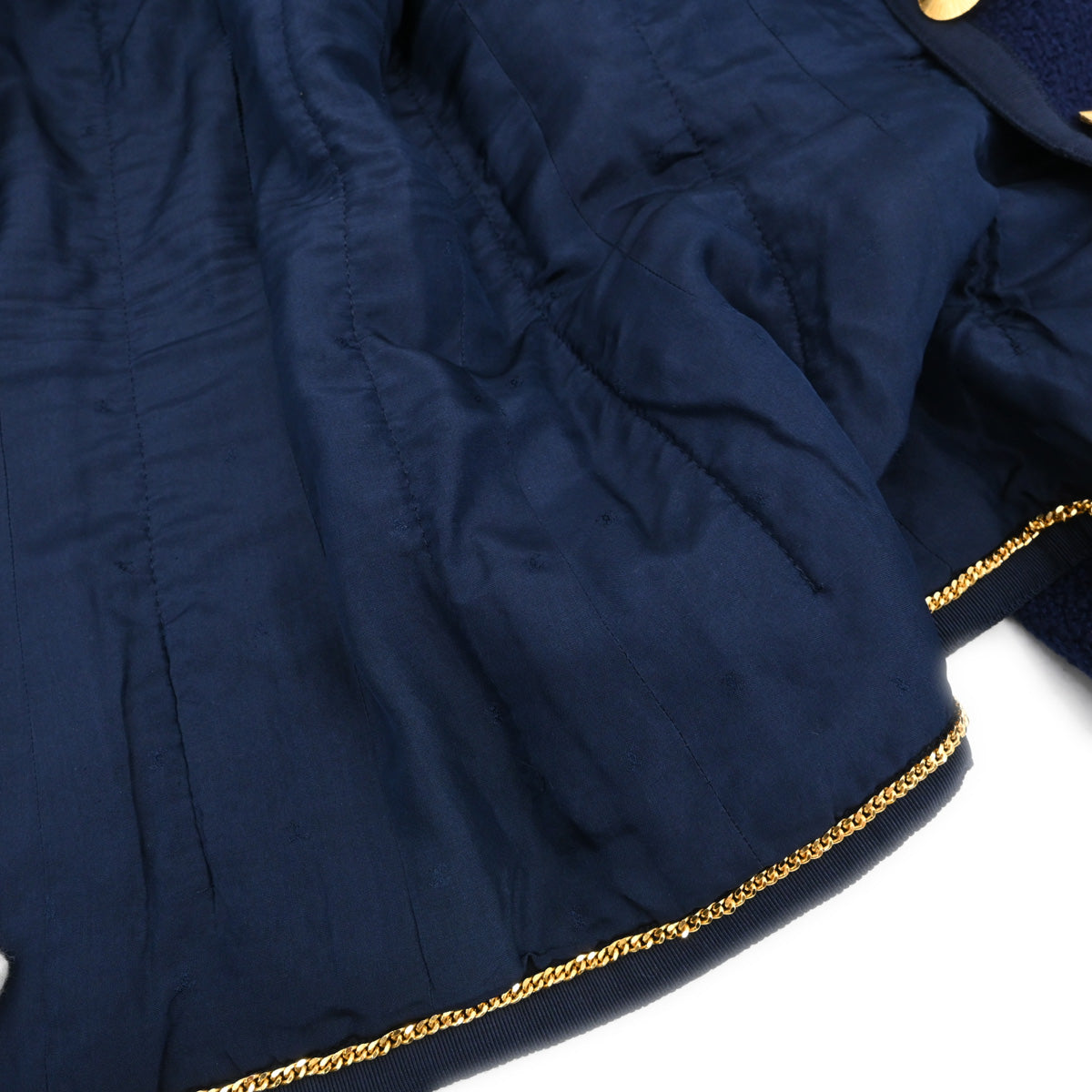 Chanel Collarless Tweed Jacket Navy #38
