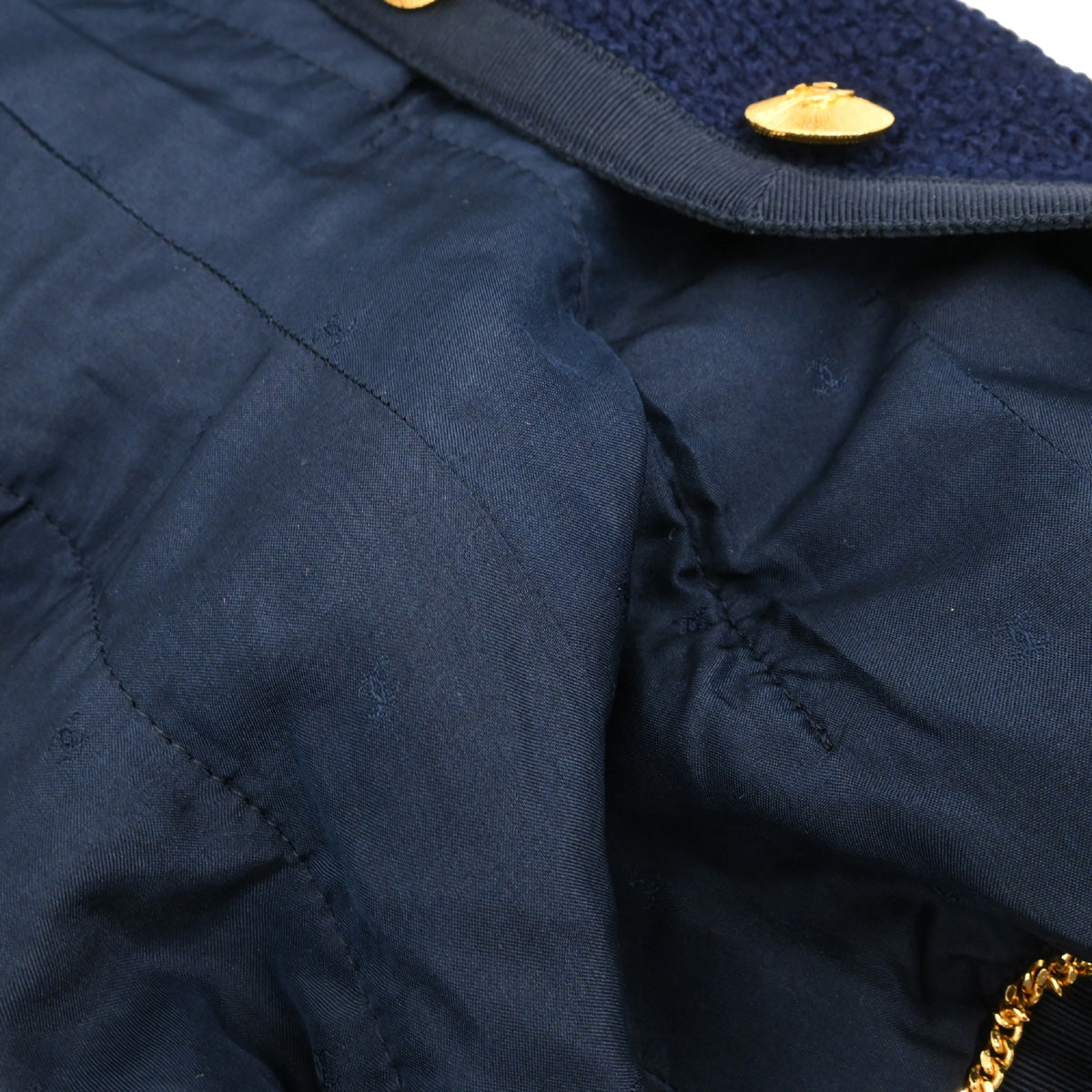 Chanel Collarless Tweed Jacket Navy #38