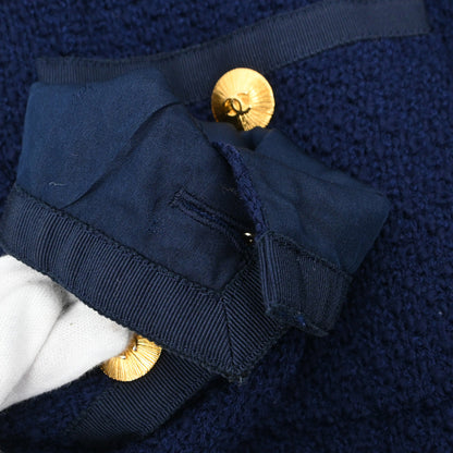 Chanel Collarless Tweed Jacket Navy #38