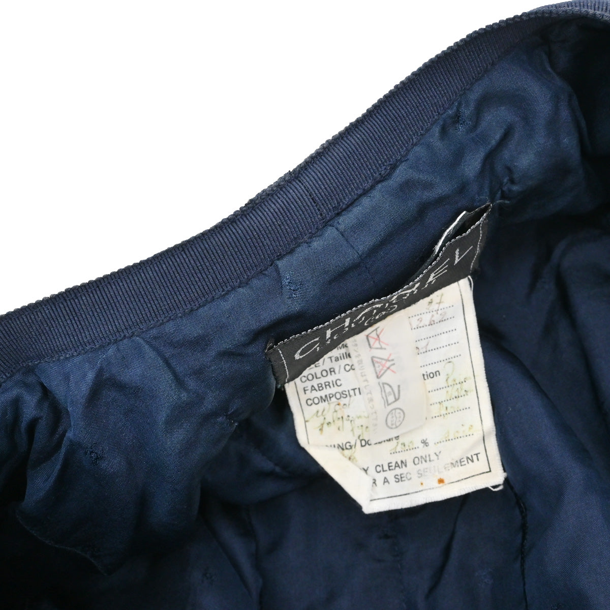 Chanel Collarless Tweed Jacket Navy #38