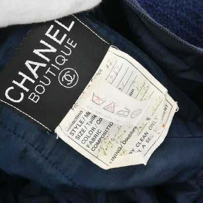 Chanel Collarless Tweed Jacket Navy #38