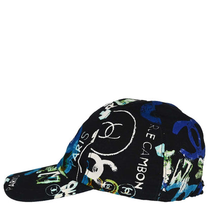 Chanel Print Black #M Cap Hat Small Good