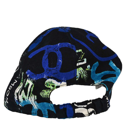 Chanel Print Black #M Cap Hat Small Good
