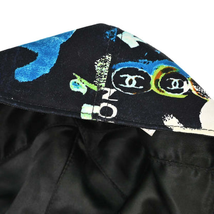 Chanel Print Black #M Cap Hat Small Good