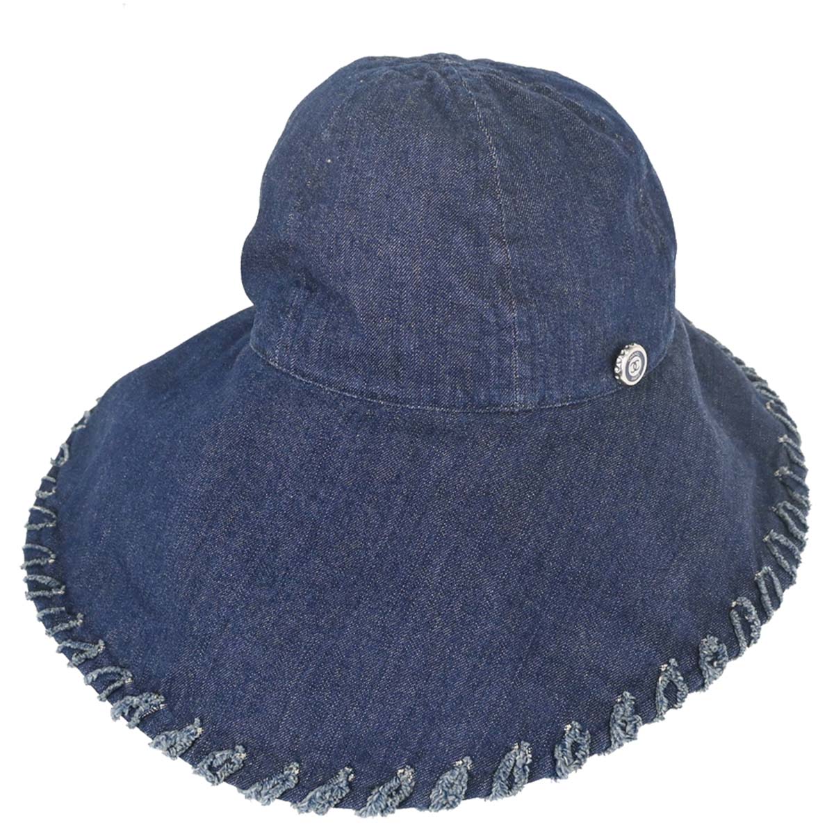 Chanel Navy Denim Hat #M Small Good