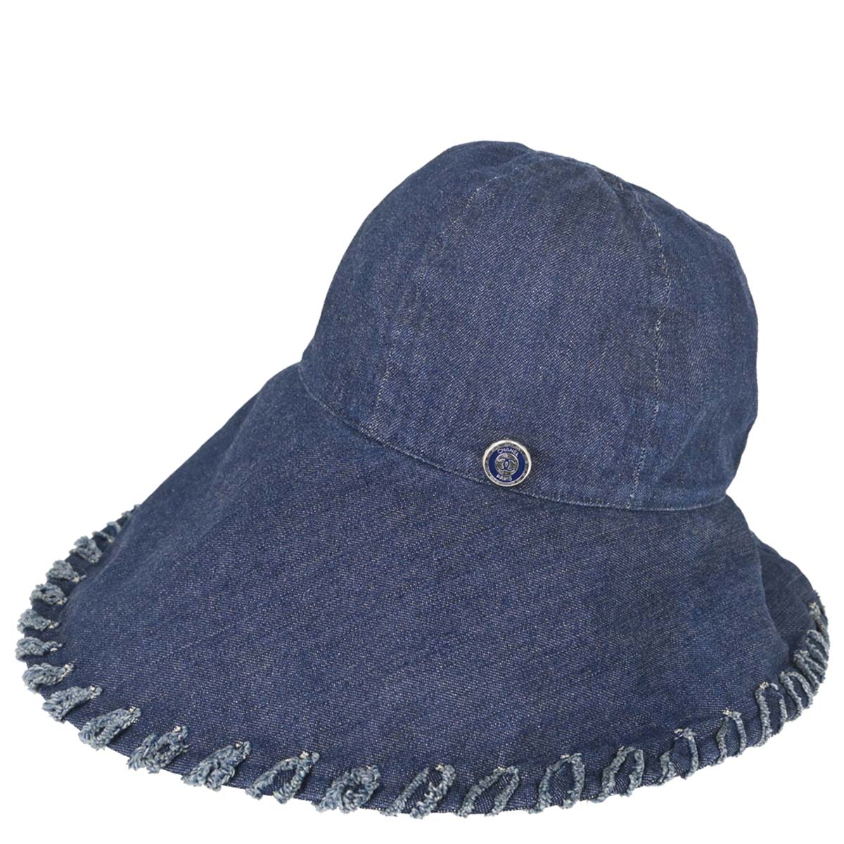 Chanel Navy Denim Hat #M Small Good