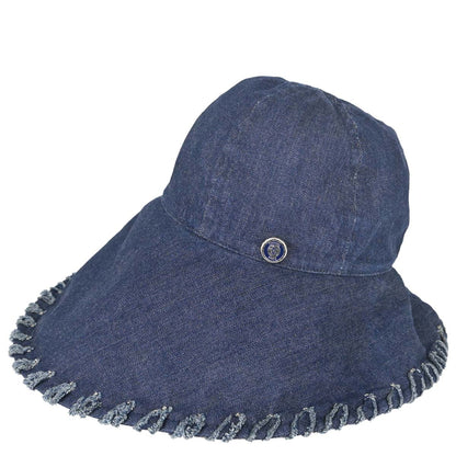 Chanel Navy Denim Hat #M Small Good