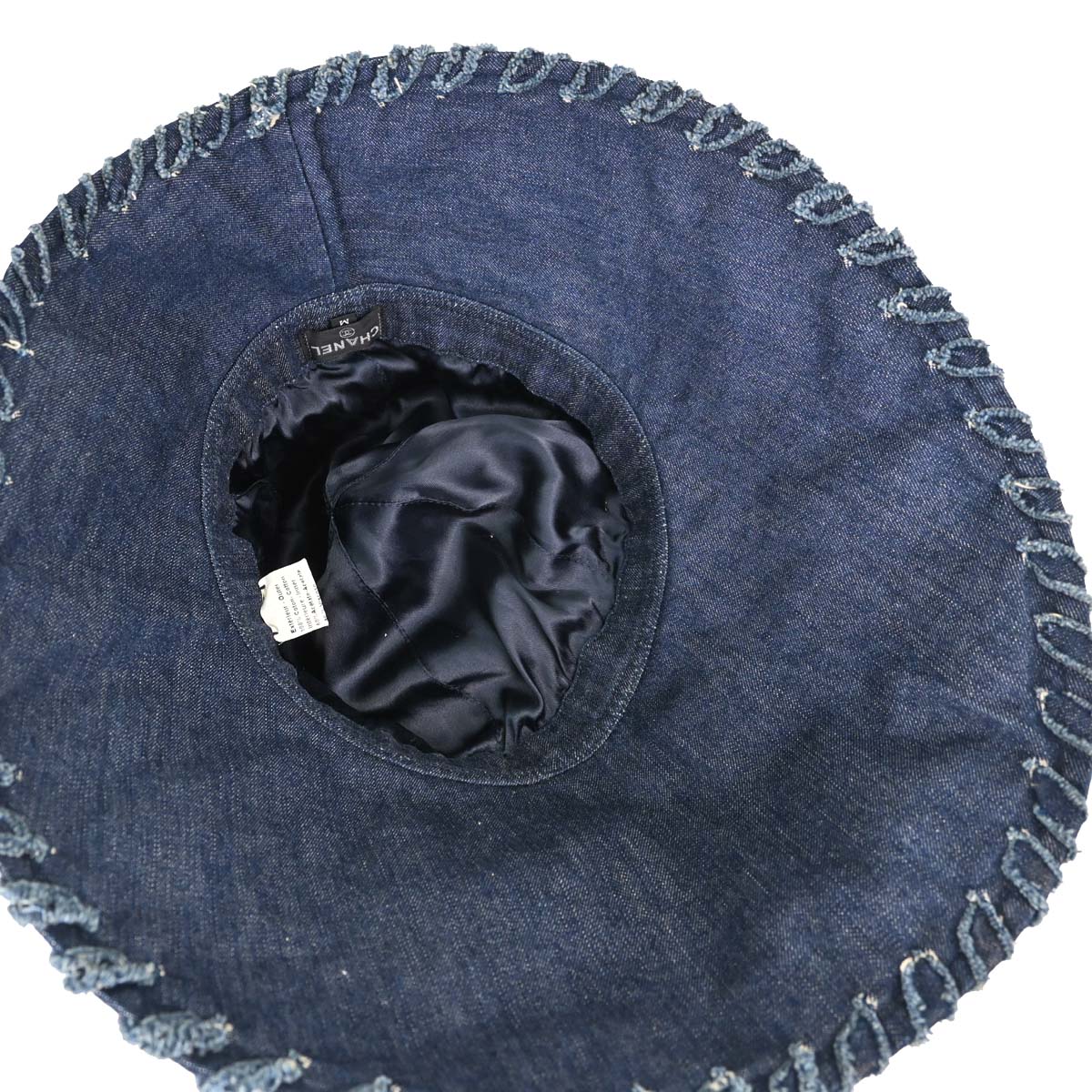 Chanel Navy Denim Hat #M Small Good