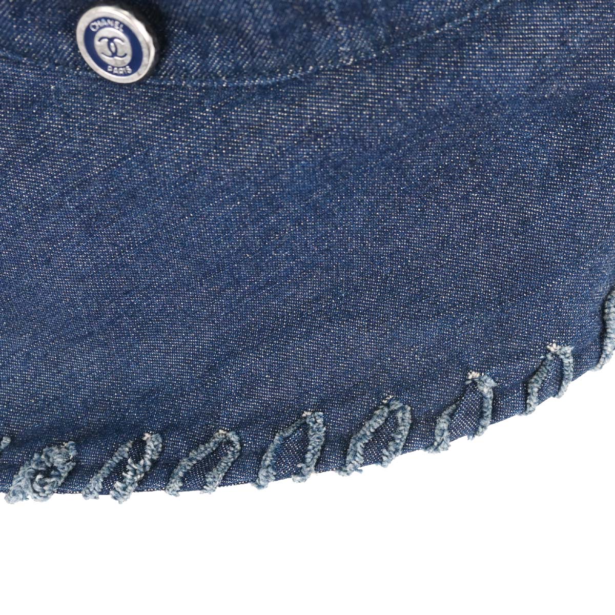 Chanel Navy Denim Hat #M Small Good