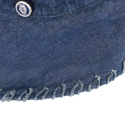 Chanel Navy Denim Hat #M Small Good