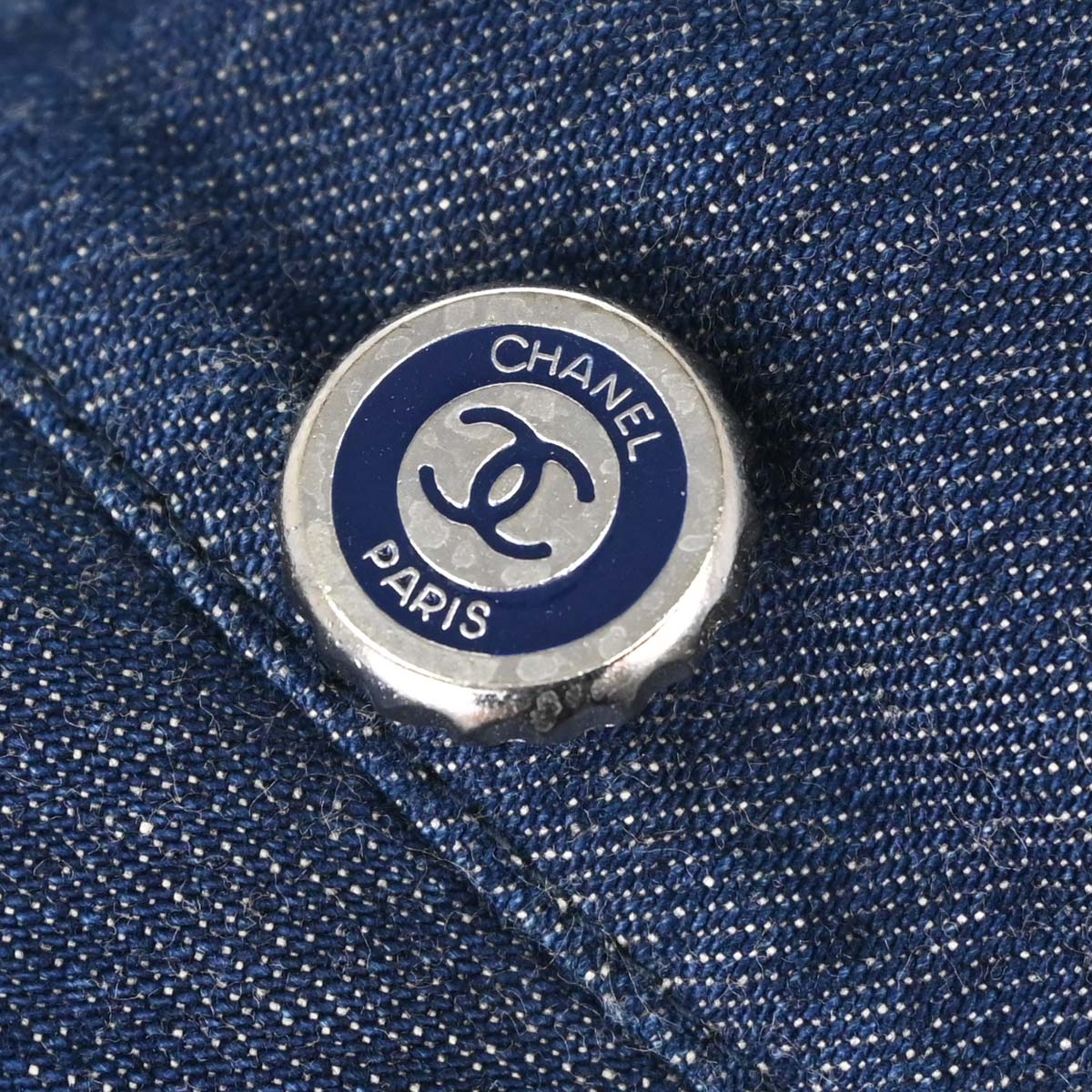 Chanel Navy Denim Hat #M Small Good