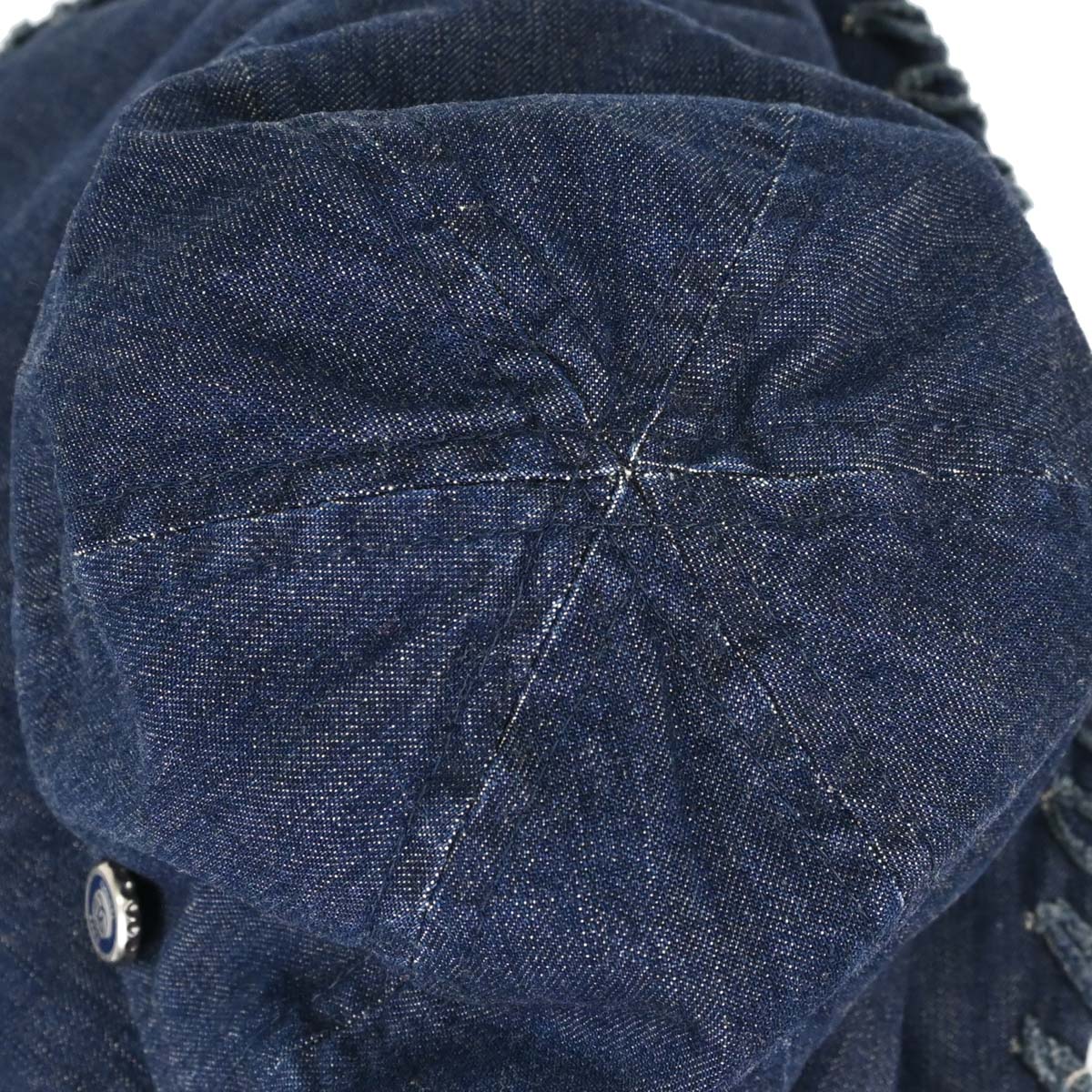 Chanel Navy Denim Hat #M Small Good