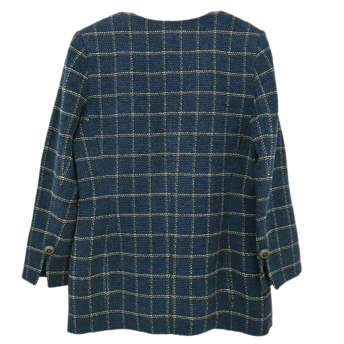 Christian Dior Tweed Collarless Jacket Navy #L