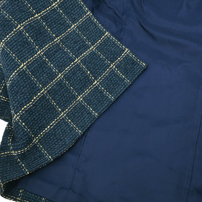 Christian Dior Tweed Collarless Jacket Navy #L