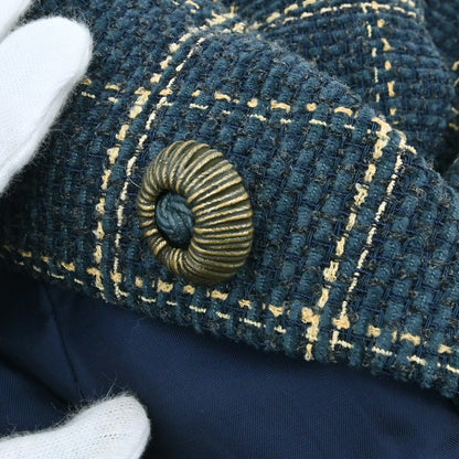 Christian Dior Tweed Collarless Jacket Navy #L