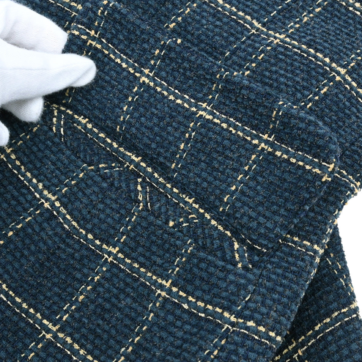 Christian Dior Tweed Collarless Jacket Navy #L
