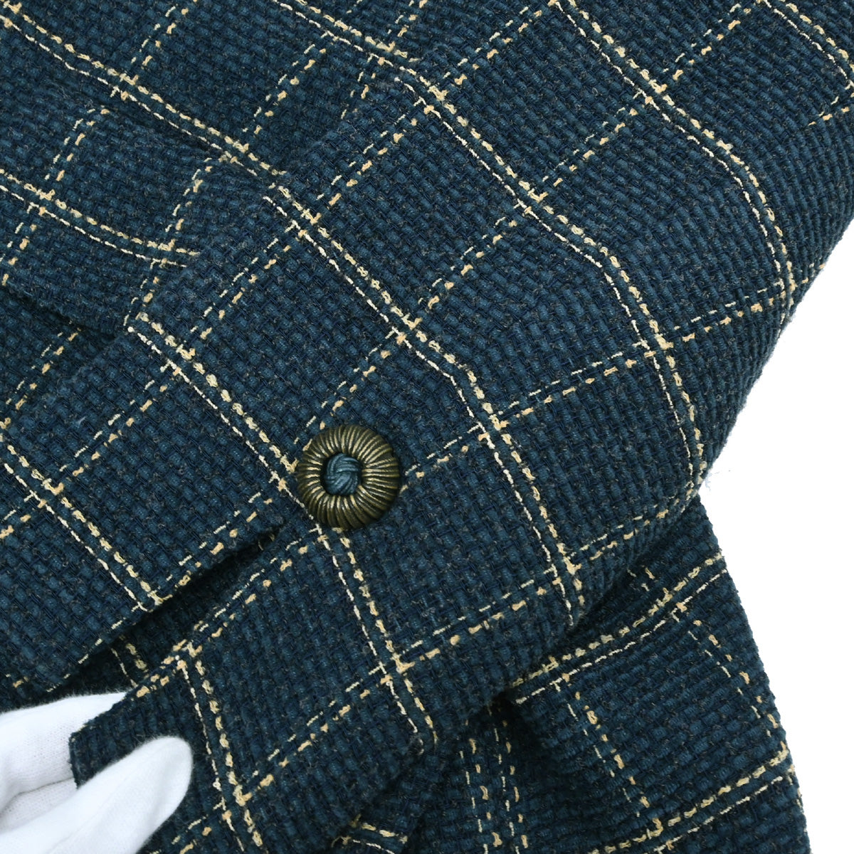 Christian Dior Tweed Collarless Jacket Navy #L