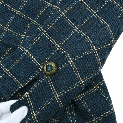 Christian Dior Tweed Collarless Jacket Navy #L