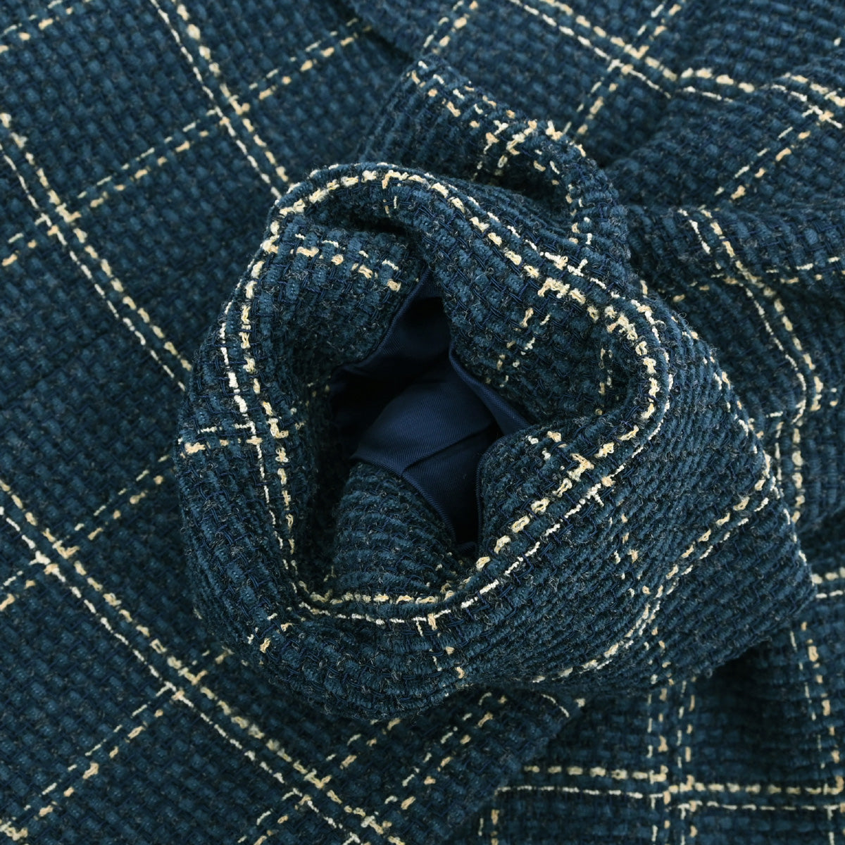 Christian Dior Tweed Collarless Jacket Navy #L