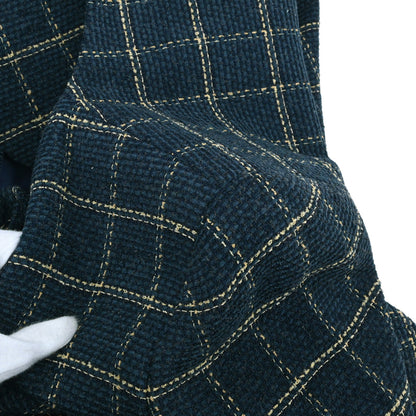 Christian Dior Tweed Collarless Jacket Navy #L