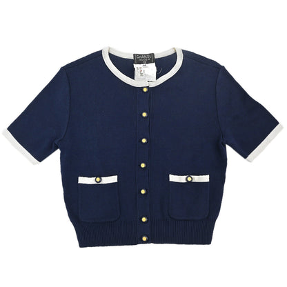 Chanel 1994 Short Sleeve Cardigan Navy #42