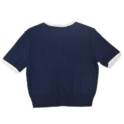 Chanel 1994 Short Sleeve Cardigan Navy #42