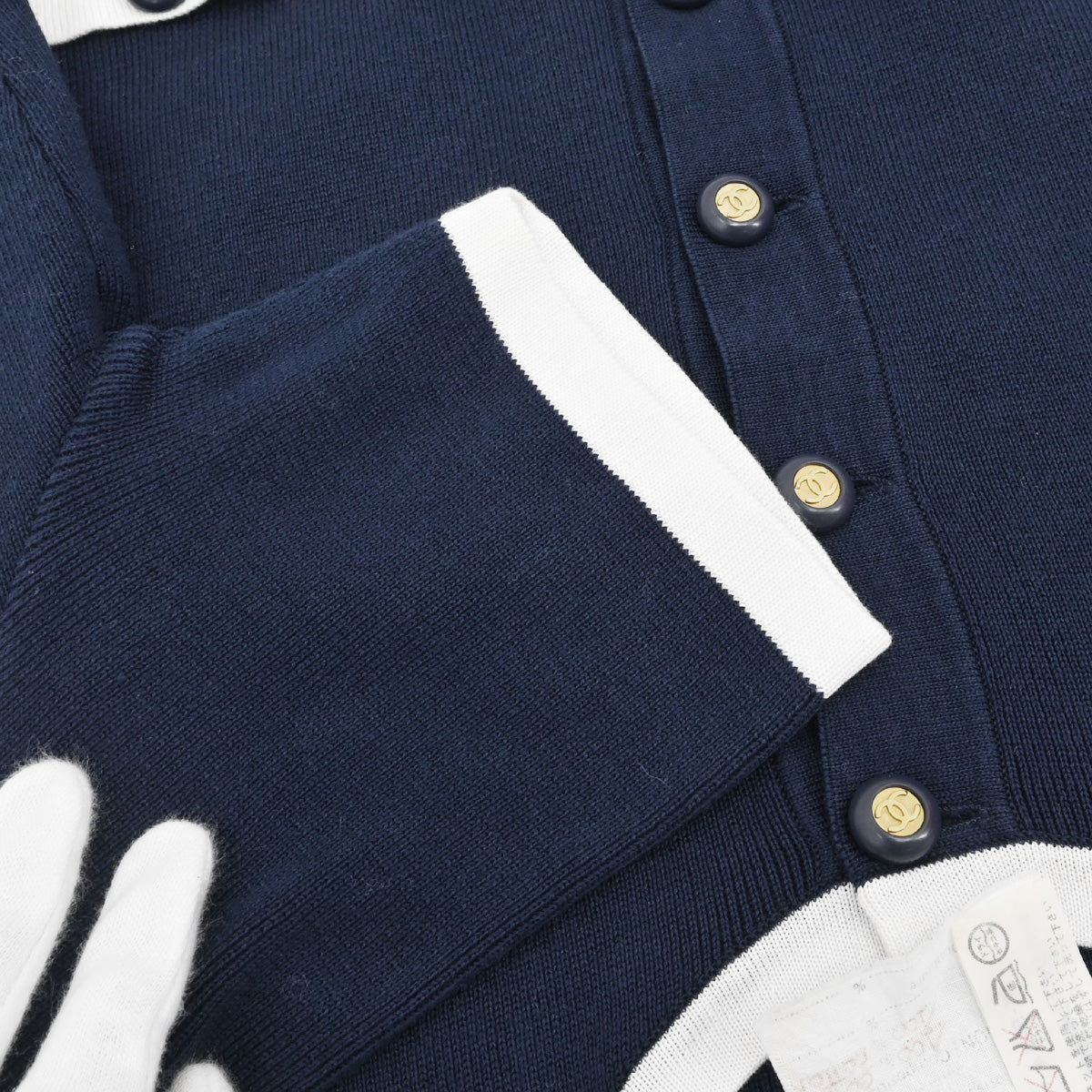 Chanel 1994 Short Sleeve Cardigan Navy #42