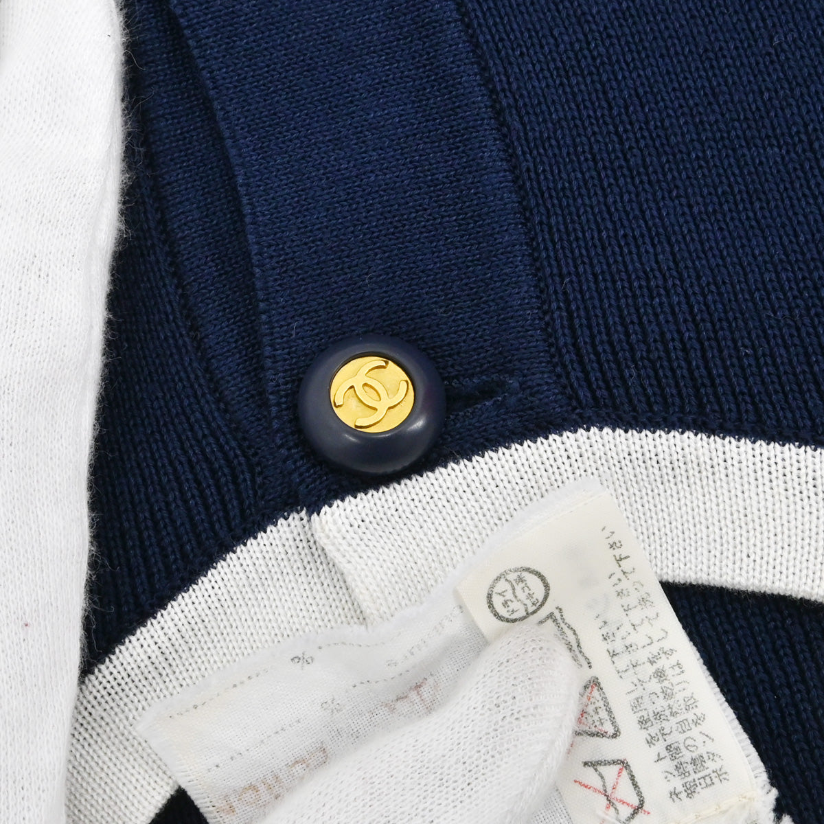 Chanel 1994 Short Sleeve Cardigan Navy #42