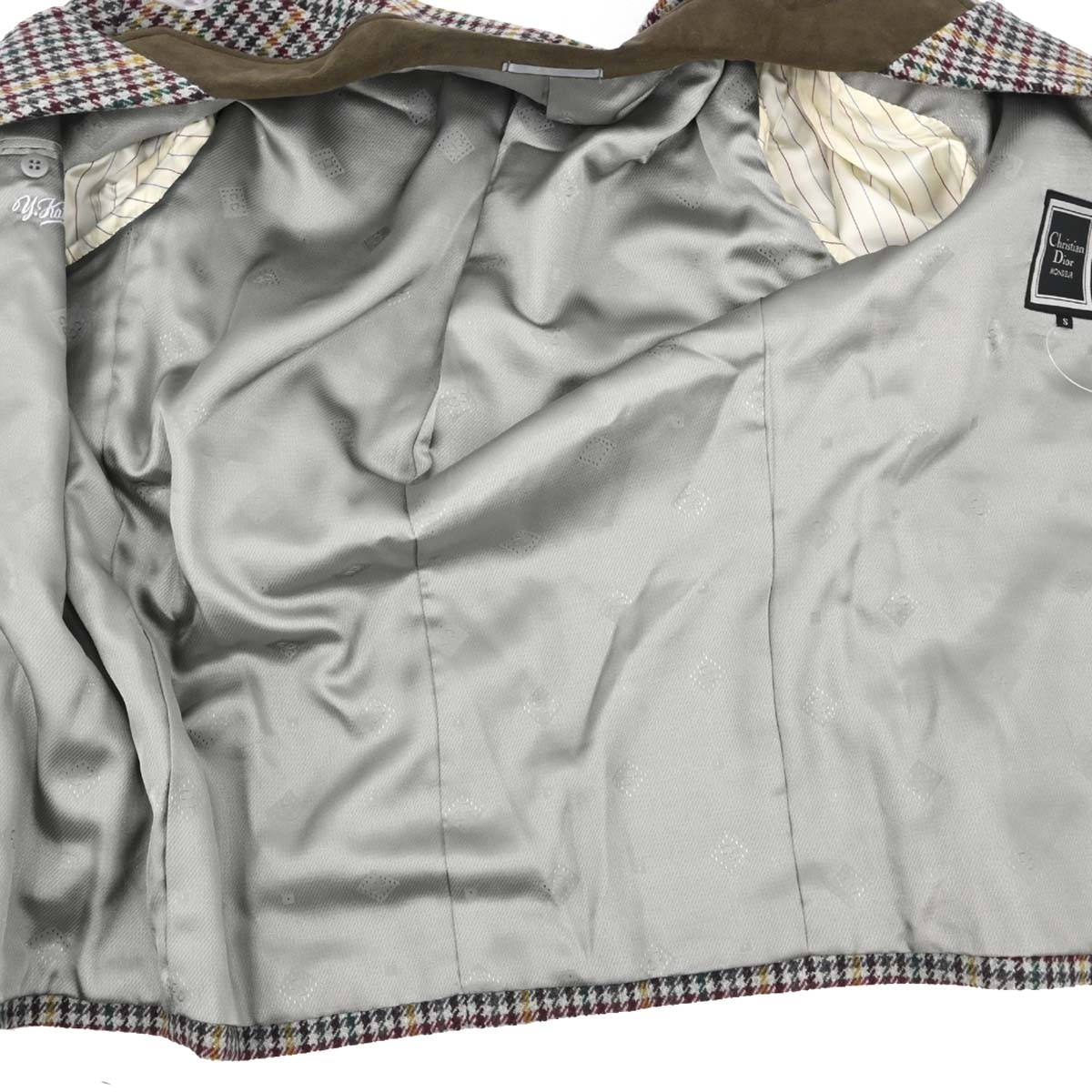 Christian Dior Single Breasted Houndstooth Jacket Gray #S
