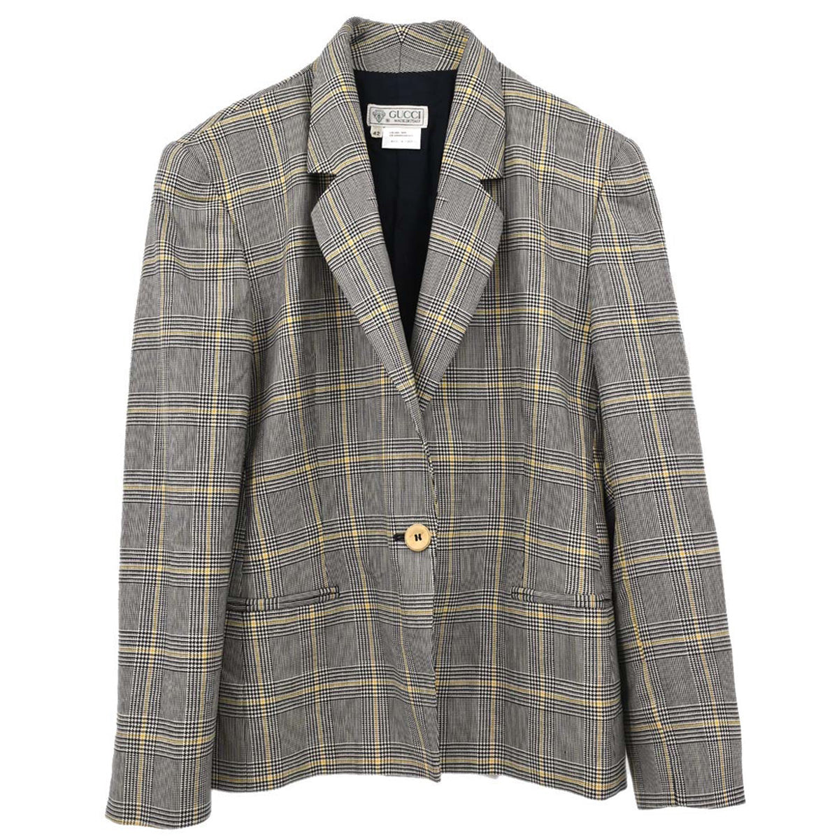 Gucci Single Breasted Check Jacket Gray #42