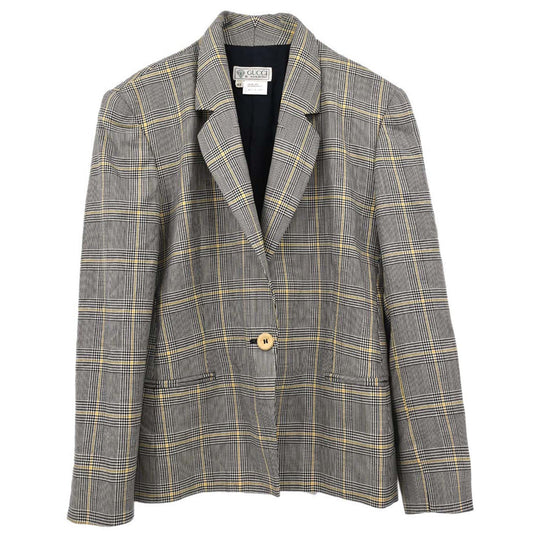 Gucci Single Breasted Check Jacket Gray #42
