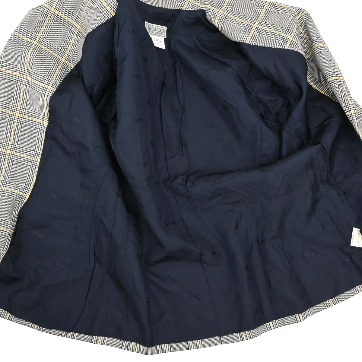 Gucci Single Breasted Check Jacket Gray #42