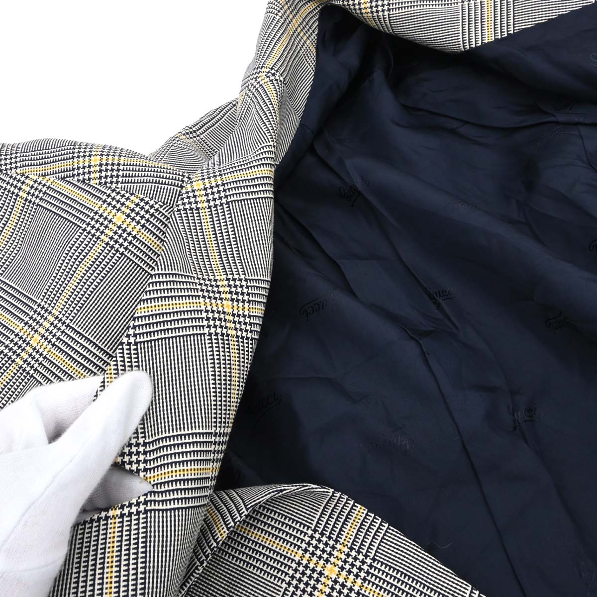 Gucci Single Breasted Check Jacket Gray #42