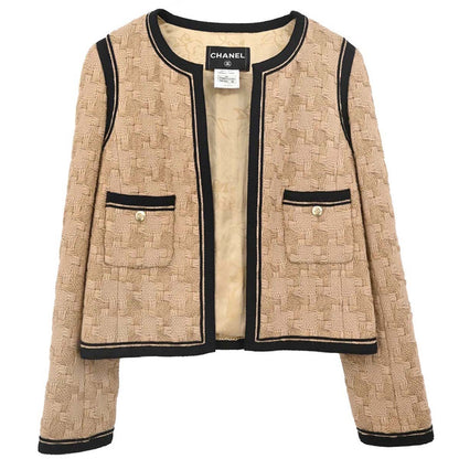 Chanel 2008 Collarless Jacket Beige #38