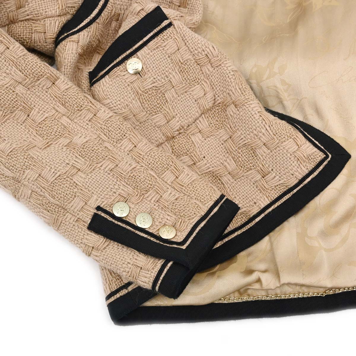 Chanel 2008 Collarless Jacket Beige #38