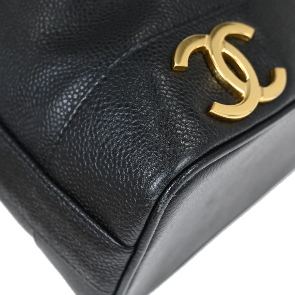 Chanel Black Caviar Skin Triple CC Drawstring Shoulder Bag