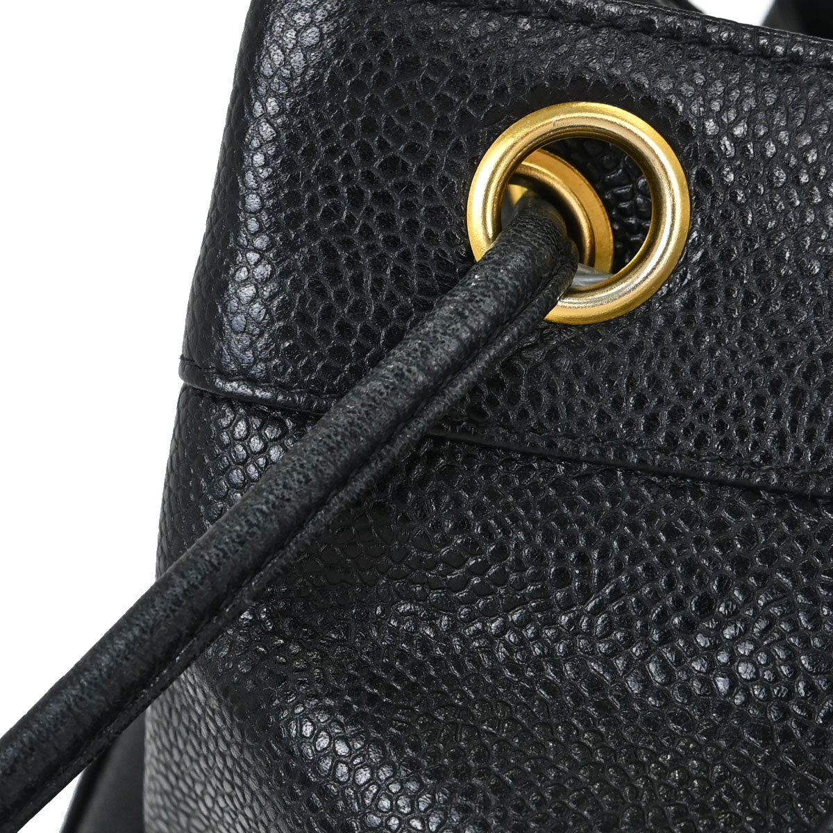 Chanel Black Caviar Skin Triple CC Drawstring Shoulder Bag