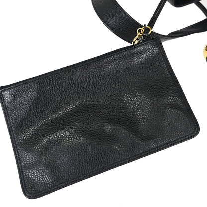 Chanel Black Caviar Skin Triple CC Drawstring Shoulder Bag