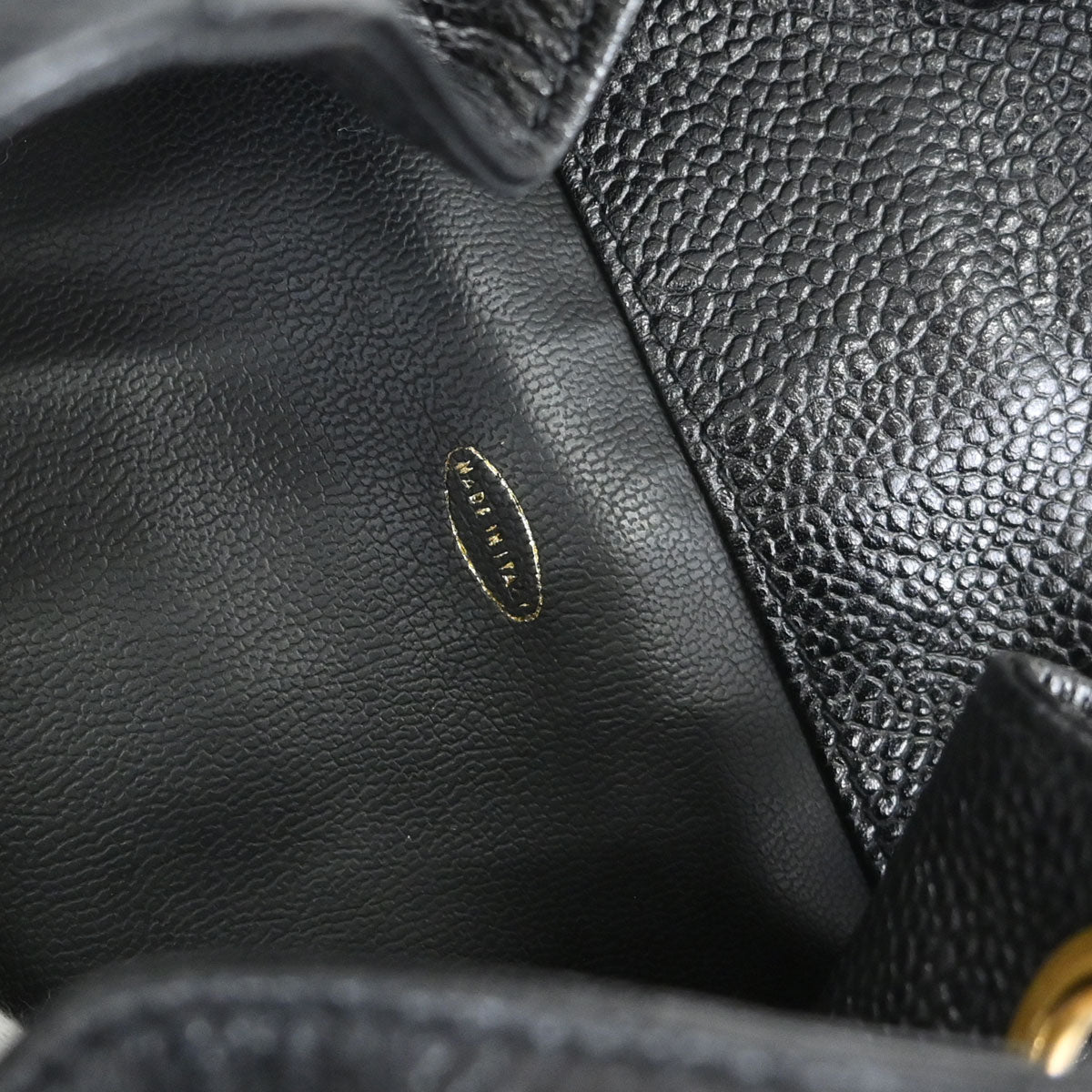 Chanel Black Caviar Skin Triple CC Drawstring Shoulder Bag