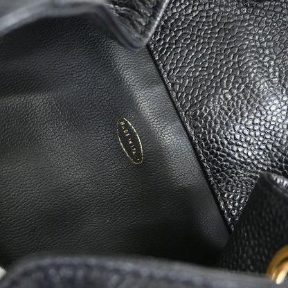 Chanel Black Caviar Skin Triple CC Drawstring Shoulder Bag