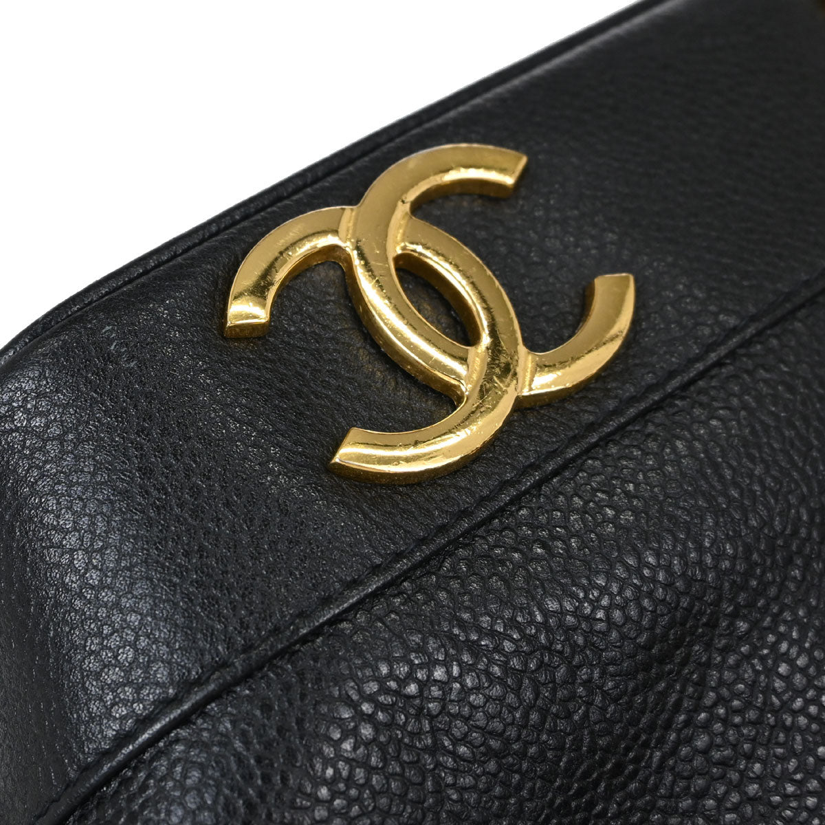 Chanel Black Caviar Skin Triple CC Drawstring Shoulder Bag