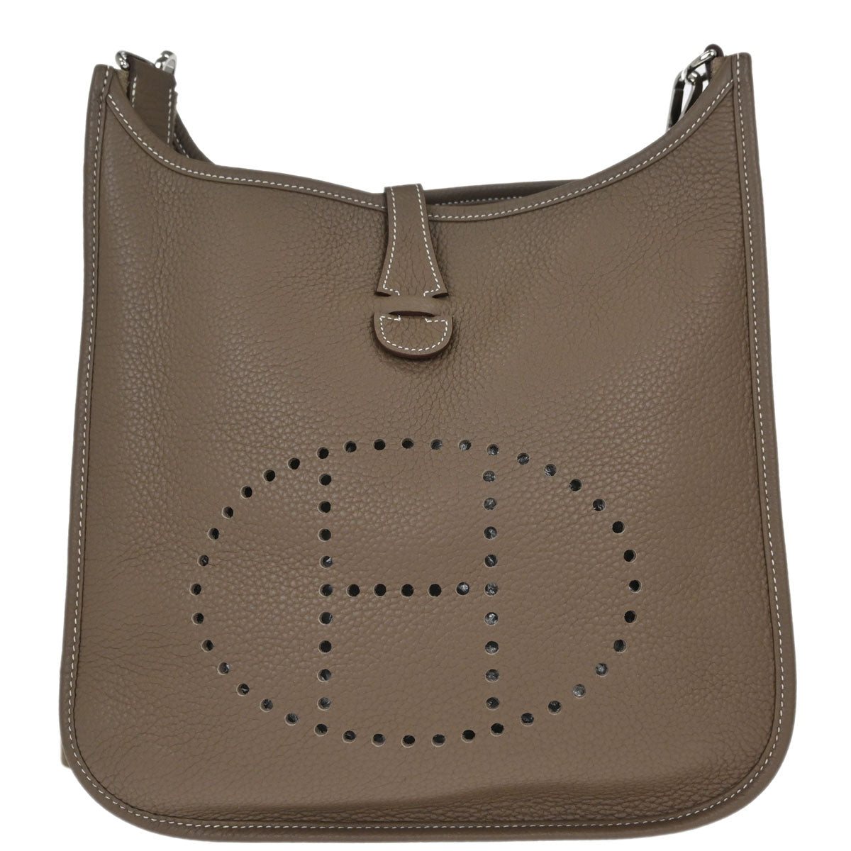 Hermes Etoupe Taurillon Clemence Evelyne 3 29 PM Shoulder Bag