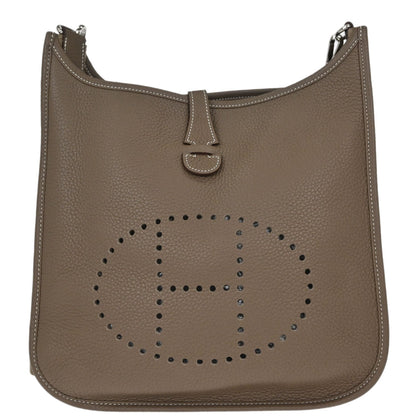 Hermes Etoupe Taurillon Clemence Evelyne 3 29 PM Shoulder Bag