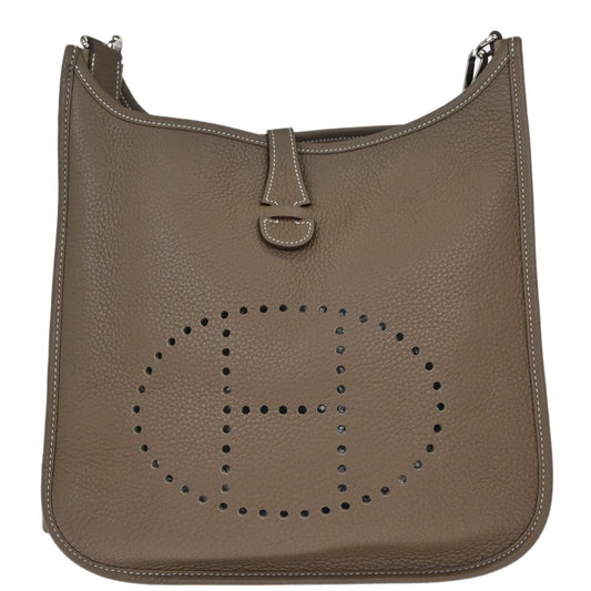 Hermes Etoupe Taurillon Clemence Evelyne 3 29 PM Shoulder Bag