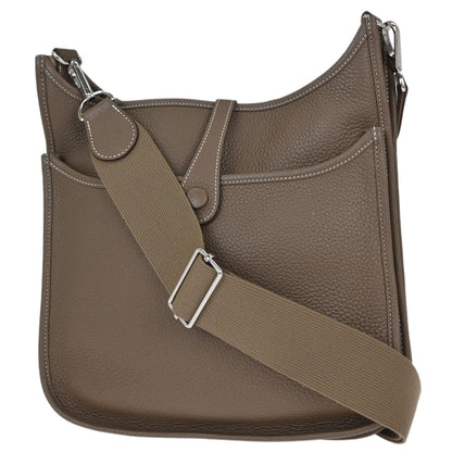 Hermes Etoupe Taurillon Clemence Evelyne 3 29 PM Shoulder Bag