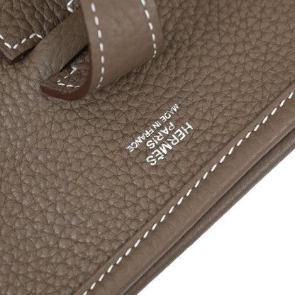 Hermes Etoupe Taurillon Clemence Evelyne 3 29 PM Shoulder Bag
