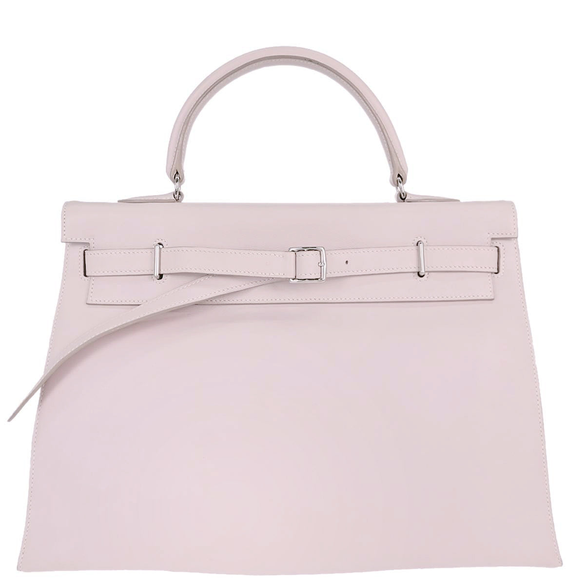 Hermes Rose Dragee Swift Kelly Flat 35 Handbag