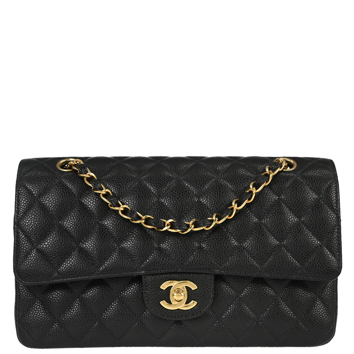 Chanel Black Caviar Skin Medium Classic Double Flap Shoulder Bag