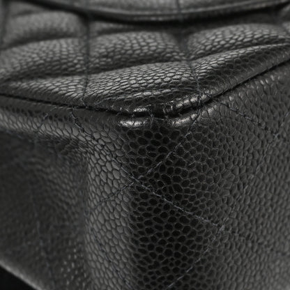 Chanel Black Caviar Skin Medium Classic Double Flap Shoulder Bag