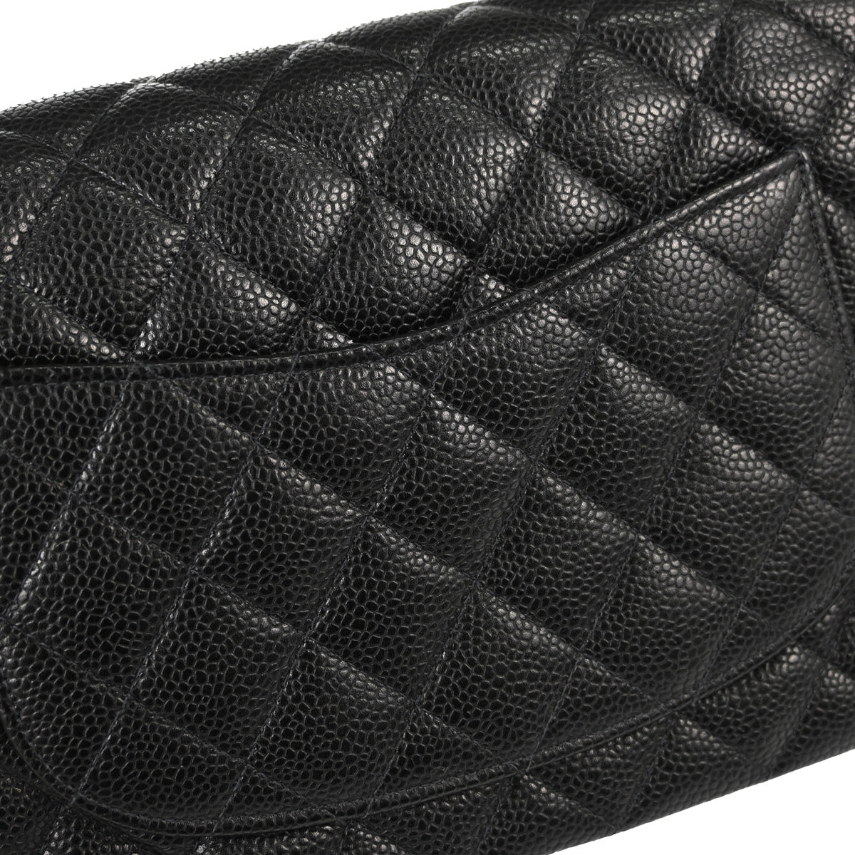 Chanel Black Caviar Skin Medium Classic Double Flap Shoulder Bag
